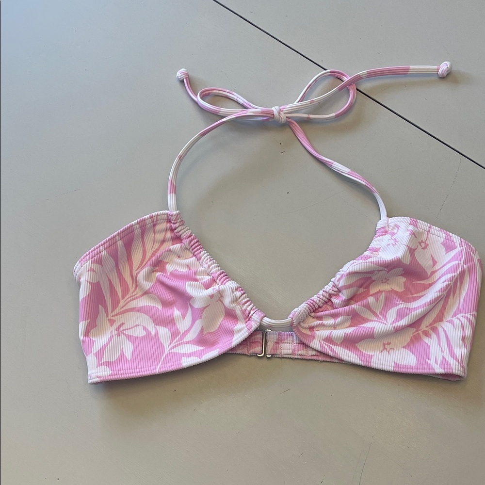 Billabong Pink and White Bikini Top